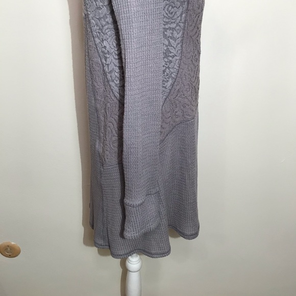 Anthropologie by Eloise Gray Lace Tunic Style Top Long Sleeve Waffle Knit XS - Picture 7 of 16